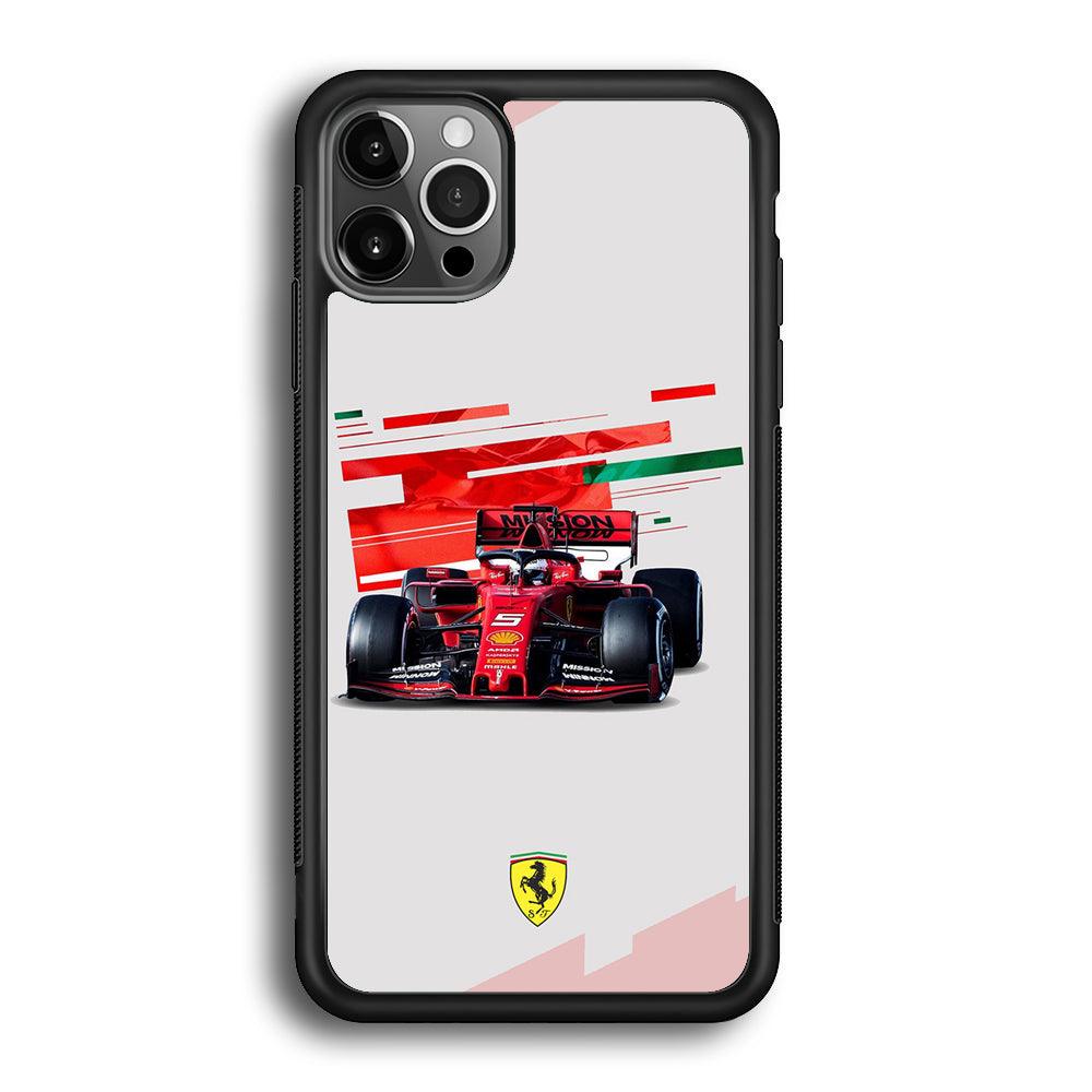 F1 Ferrari Vettel iPhone 12 Pro Case-Rubber Black (2D Case)-Oxvistore