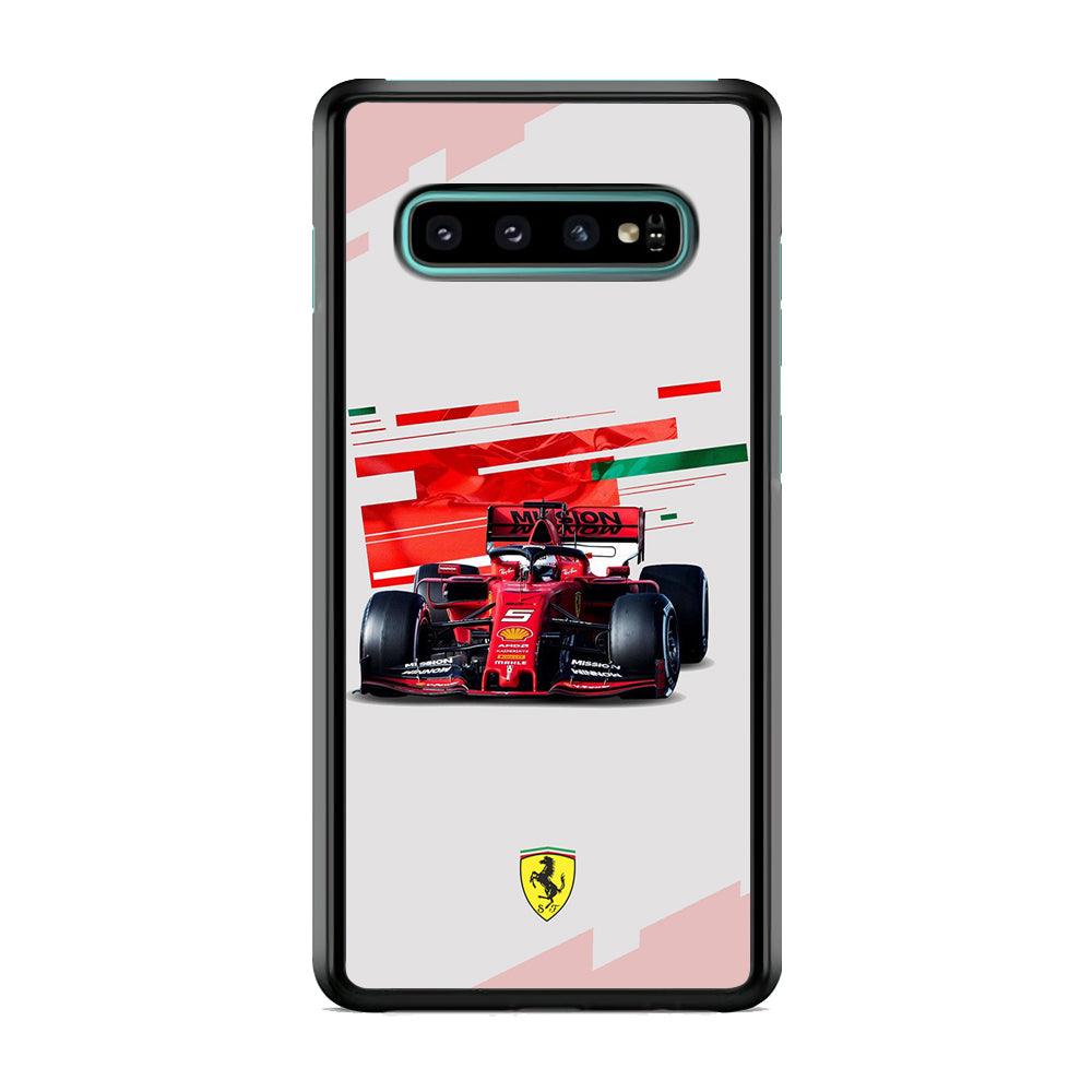 F1 Ferrari Vettel Samsung Galaxy S10 Case-Rubber Black (2D Case)-Oxvistore