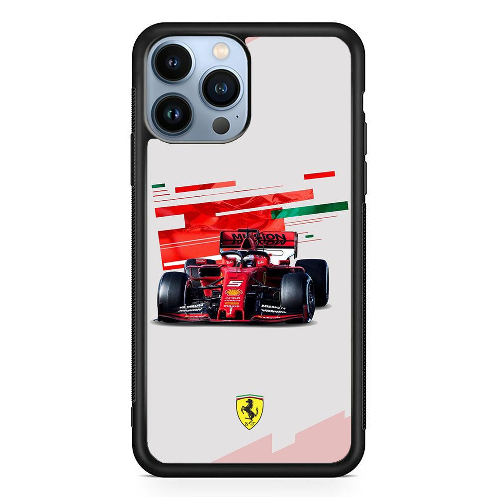 F1 Ferrari Vettel iPhone 15 Pro Max Case-Rubber Black (2D Case)-Oxvistore