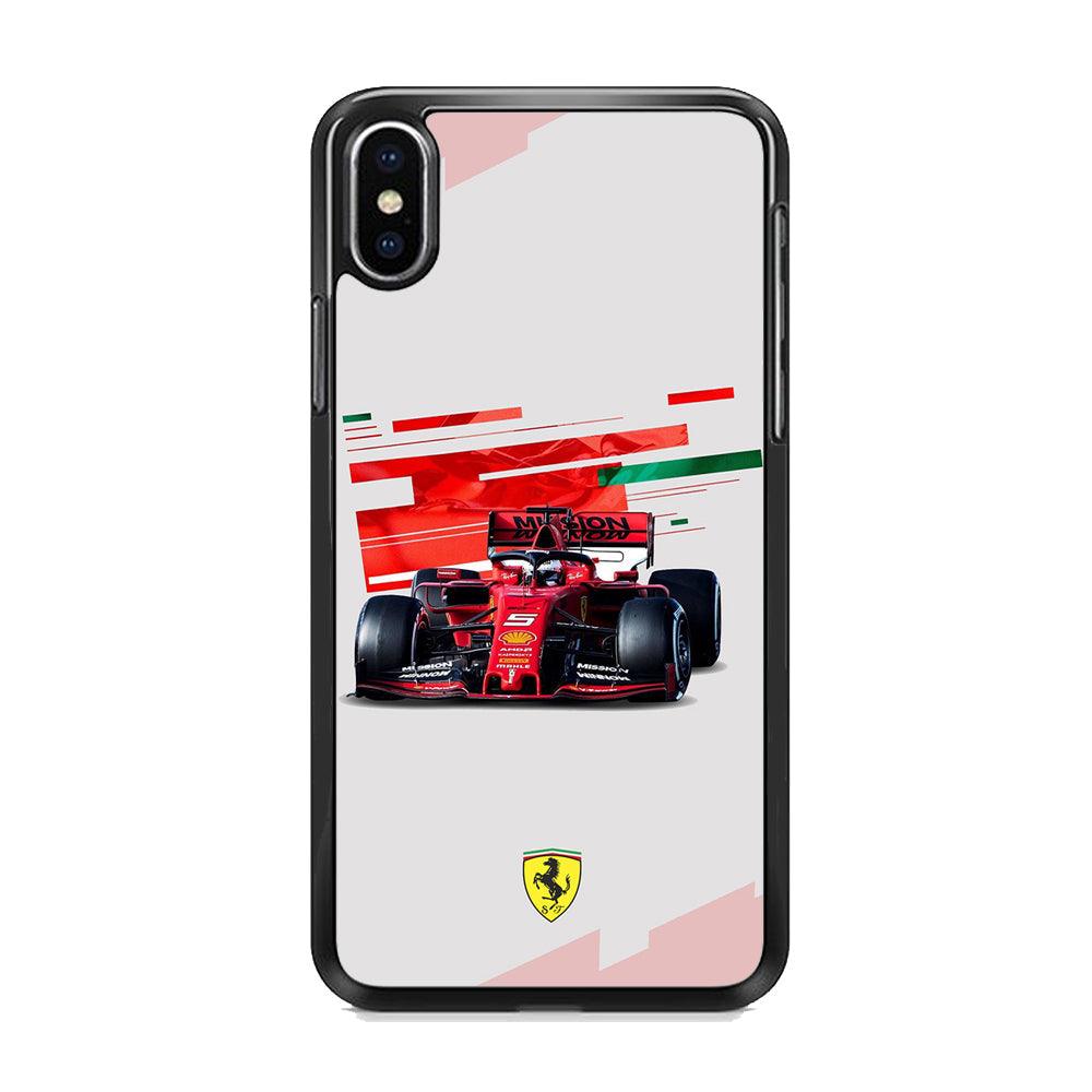 F1 Ferrari Vettel iPhone XS MAX Case-Rubber Black (2D Case)-Oxvistore