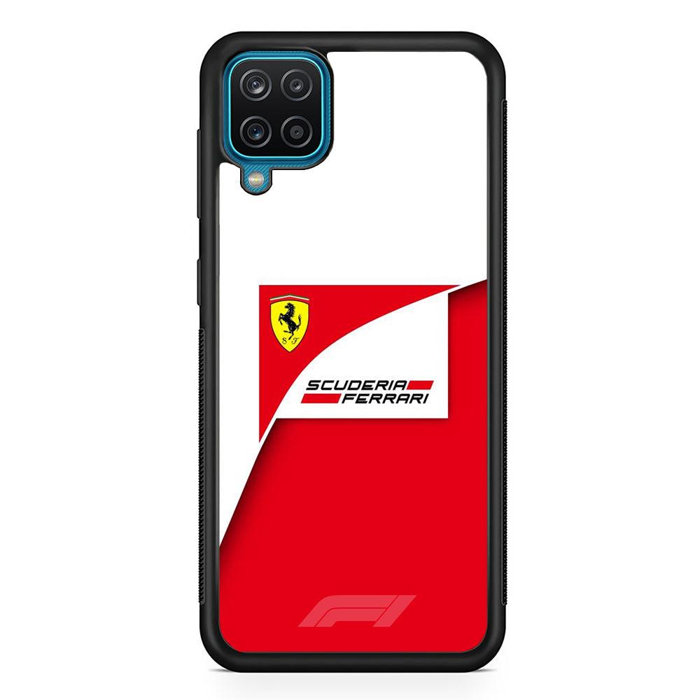 F1 Scuderia Ferrari Samsung Galaxy A12 Case-Rubber Black (2D Case)-Oxvistore