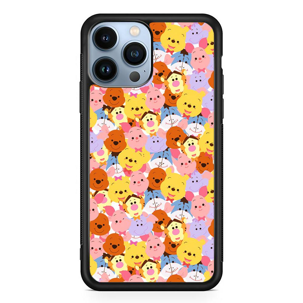 Faces of Winnie The Pooh and Friends 2D Rubber Phone Case-Black-Oxvistore