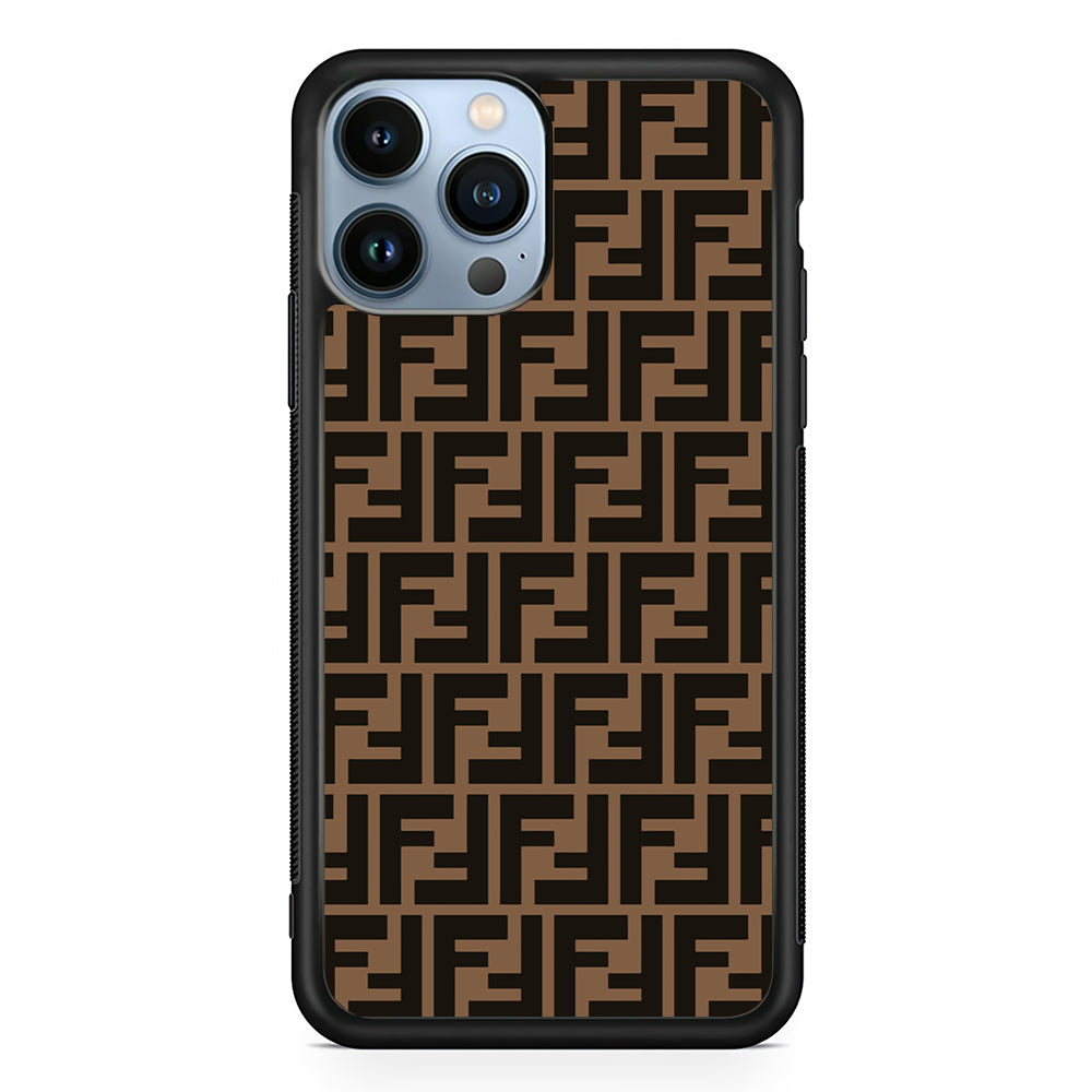 Fendi Brown Form 2D Rubber Phone Case-Black-Oxvistore