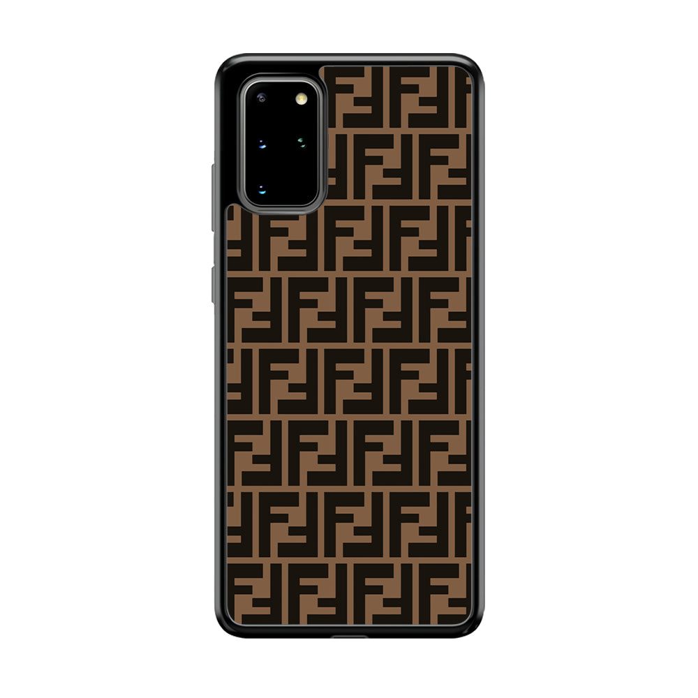 Fendi Brown Form Samsung Galaxy S20 Plus Case-Rubber Black (2D Case)-Oxvistore