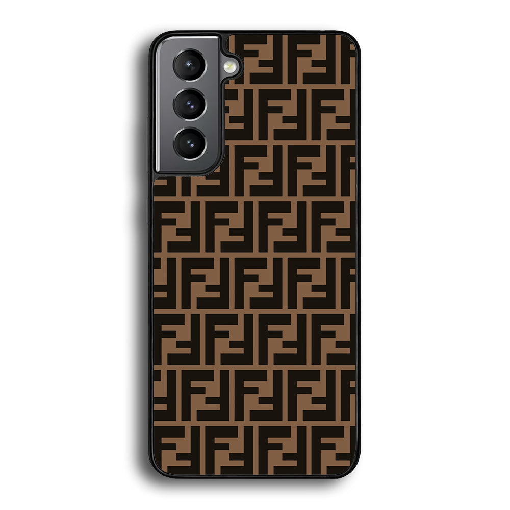 Fendi Brown Form Samsung Galaxy S22 Case-Rubber Black (2D Case)-Oxvistore