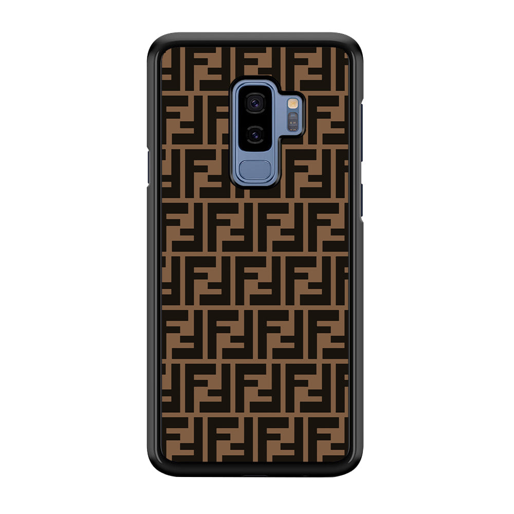 Fendi Brown Form Samsung Galaxy S9 Plus Case-Rubber Black (2D Case)-Oxvistore