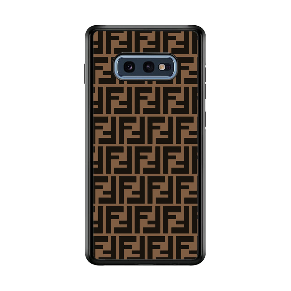 Fendi Brown Form Samsung Galaxy S10E Case-Rubber Black (2D Case)-Oxvistore