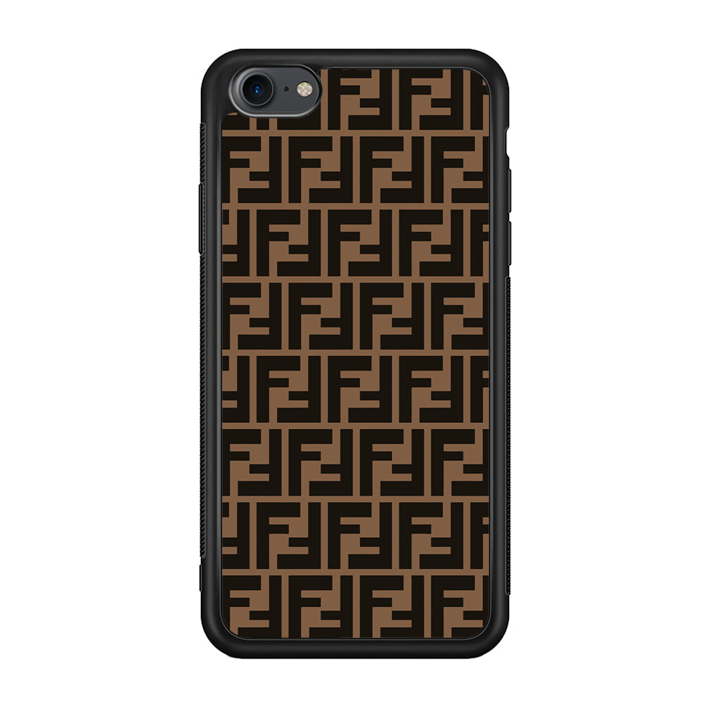 Fendi Brown Form iPhone 8 Case-Rubber Black (2D Case)-Oxvistore