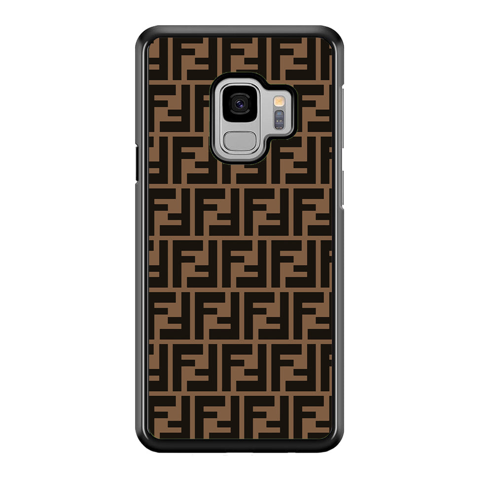 Fendi Brown Form Samsung Galaxy S9 Case-Rubber Black (2D Case)-Oxvistore