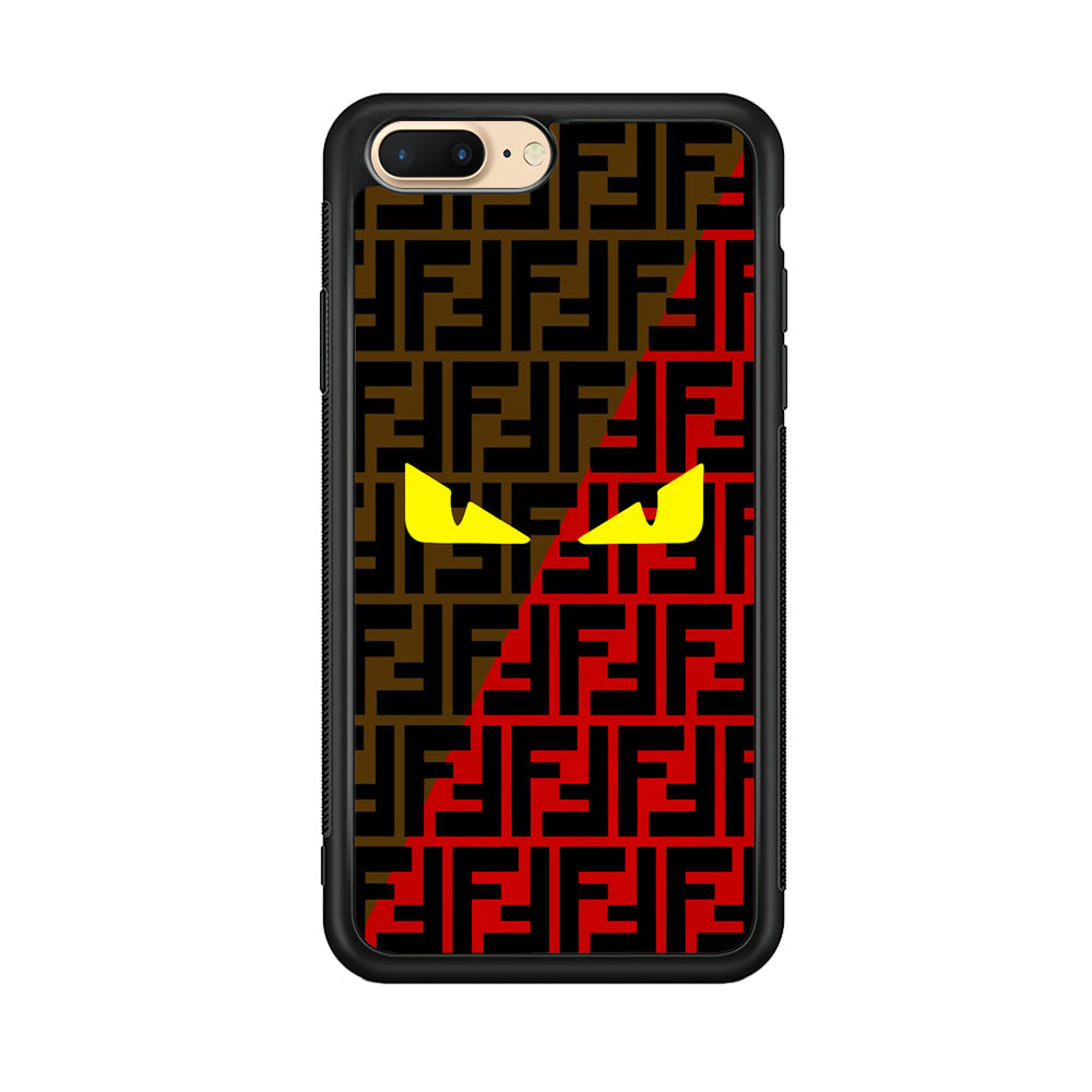 Fendi Choco Red iPhone 8 Plus Case-Rubber Black (2D Case)-Oxvistore