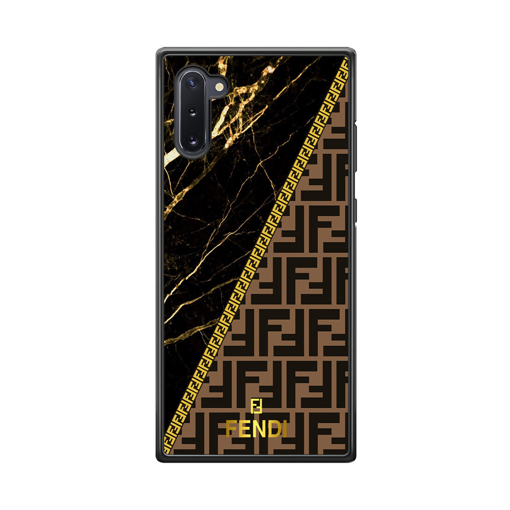 Fendi Patern Marble Gold Samsung Galaxy Note 10 Case-Rubber Black (2D Case)-Oxvistore