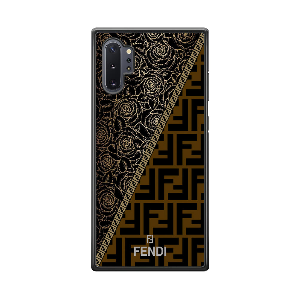Fendi Slices Black Rose Samsung Galaxy Note 10 Plus Case-Rubber Black (2D Case)-Oxvistore