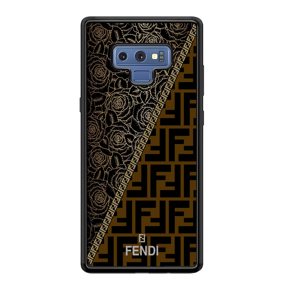 Fendi Slices Black Rose Samsung Galaxy Note 9 Case-Rubber Black (2D Case)-Oxvistore