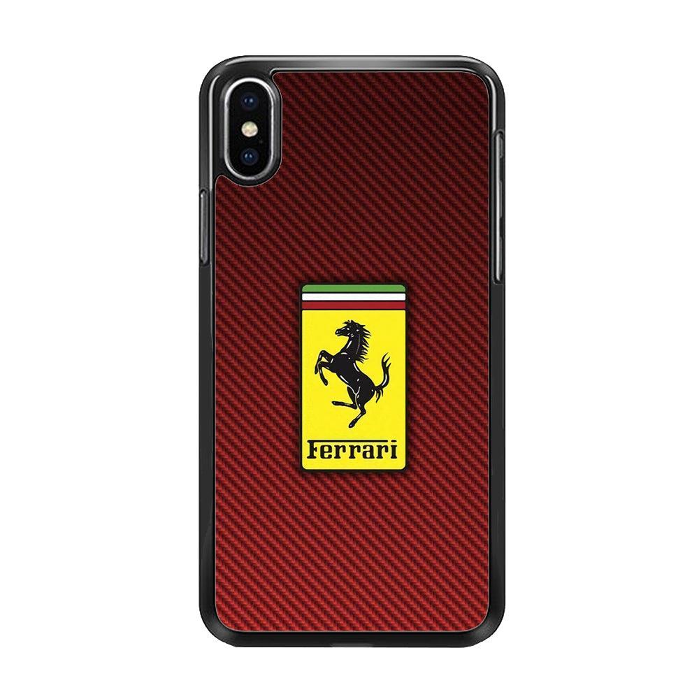 Ferrari Bloodshot Fiber iPhone X Case-Rubber Black (2D Case)-Oxvistore