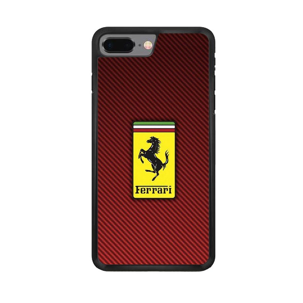 Ferrari Bloodshot Fiber iPhone 8 Plus Case-Rubber Black (2D Case)-Oxvistore