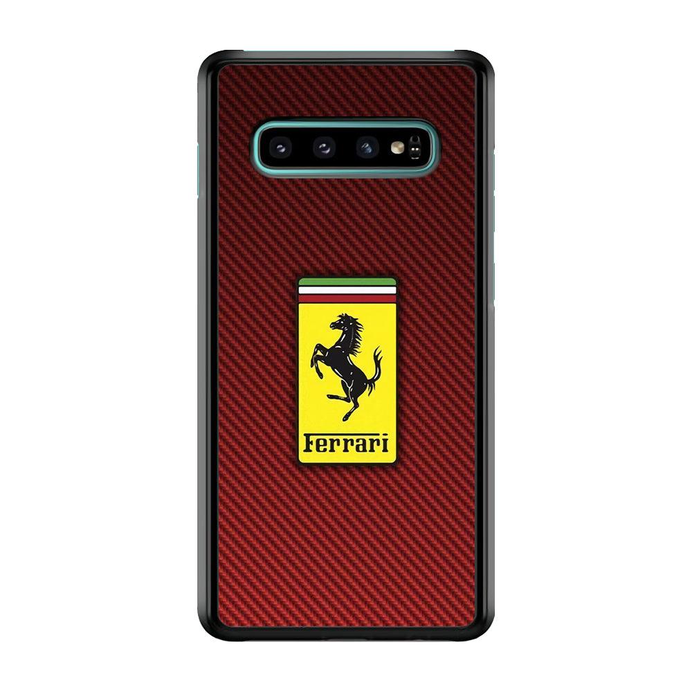Ferrari Bloodshot Fiber Samsung Galaxy S10 Plus Case-Rubber Black (2D Case)-Oxvistore