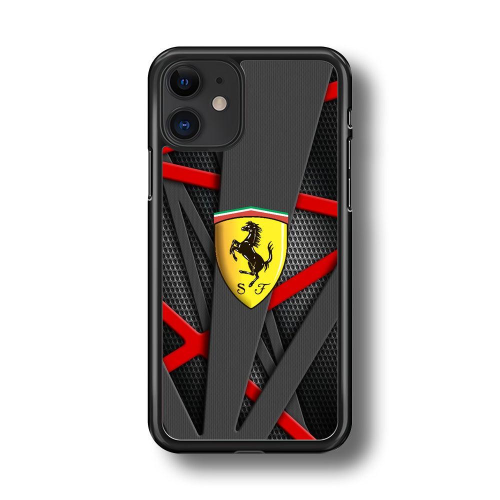 Ferrari Bold Red and Black iPhone 11 Case-Rubber Black (2D Case)-Oxvistore
