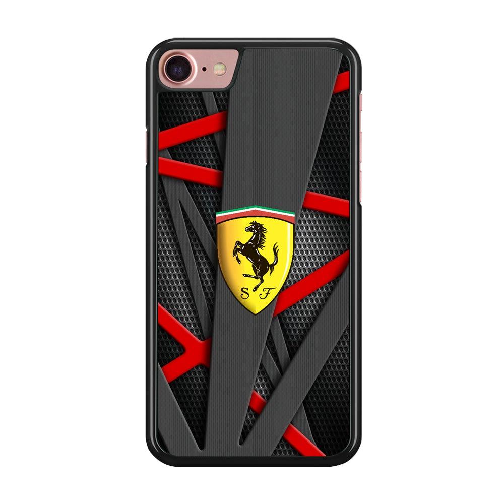 Ferrari Bold Red and Black iPhone 8 Case-Rubber Black (2D Case)-Oxvistore