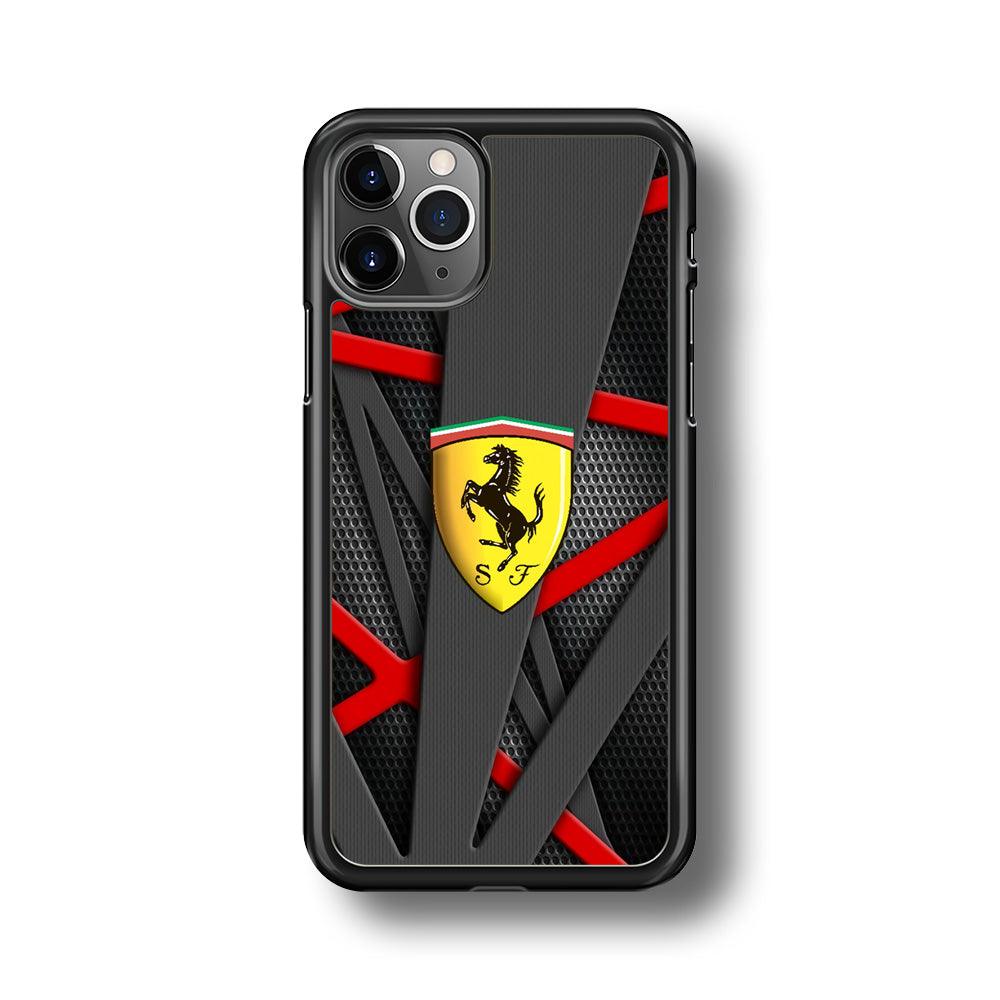 Ferrari Bold Red and Black iPhone 11 Pro Max Case-Rubber Black (2D Case)-Oxvistore
