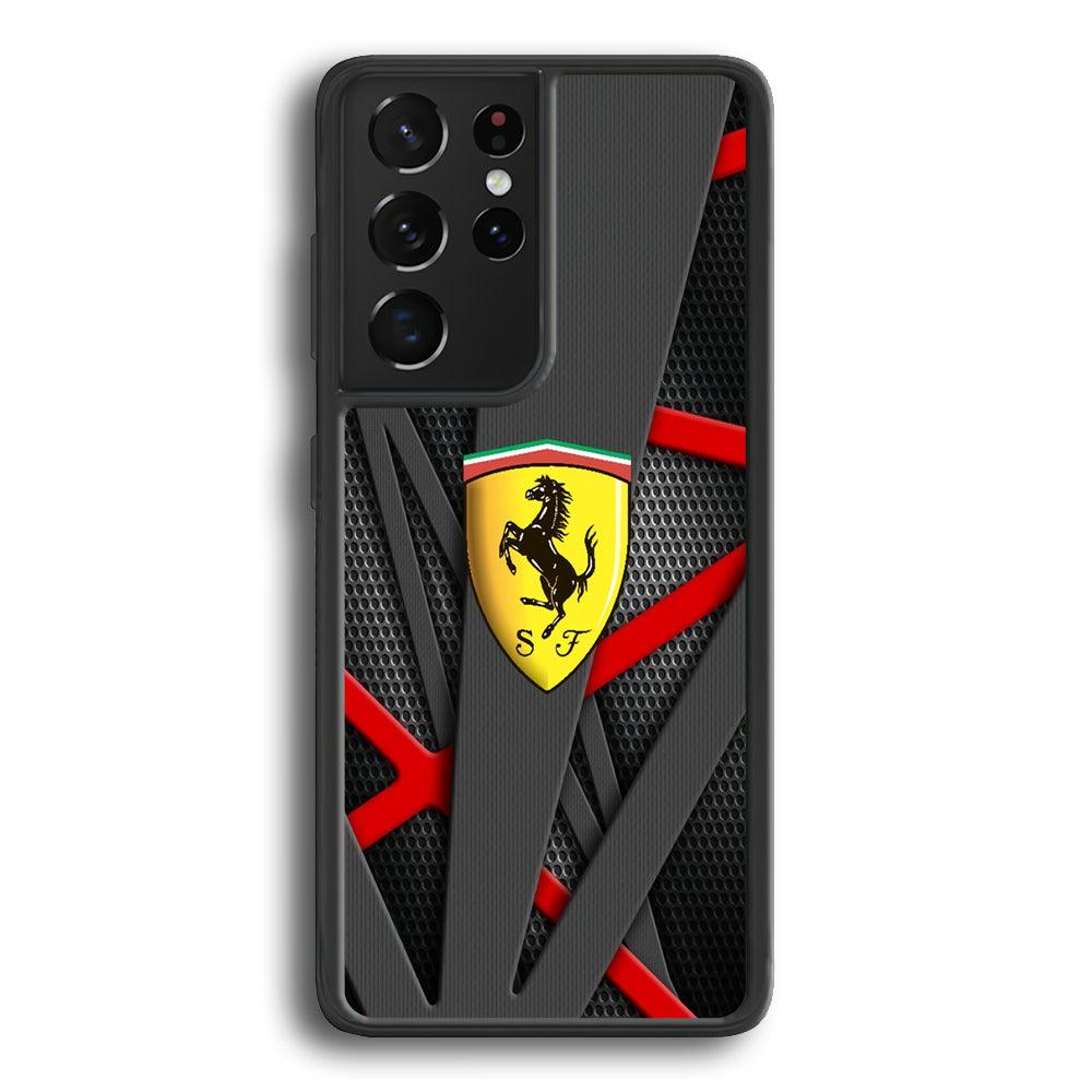 Ferrari Bold Red and Black Samsung Galaxy S22 Ultra Case-Rubber Black (2D Case)-Oxvistore