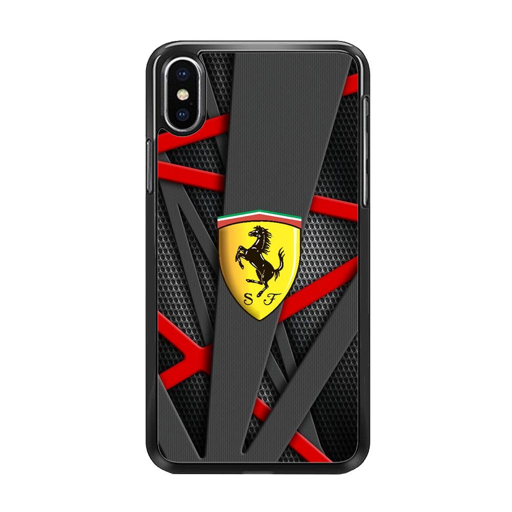 Ferrari Bold Red and Black iPhone X Case-Rubber Black (2D Case)-Oxvistore