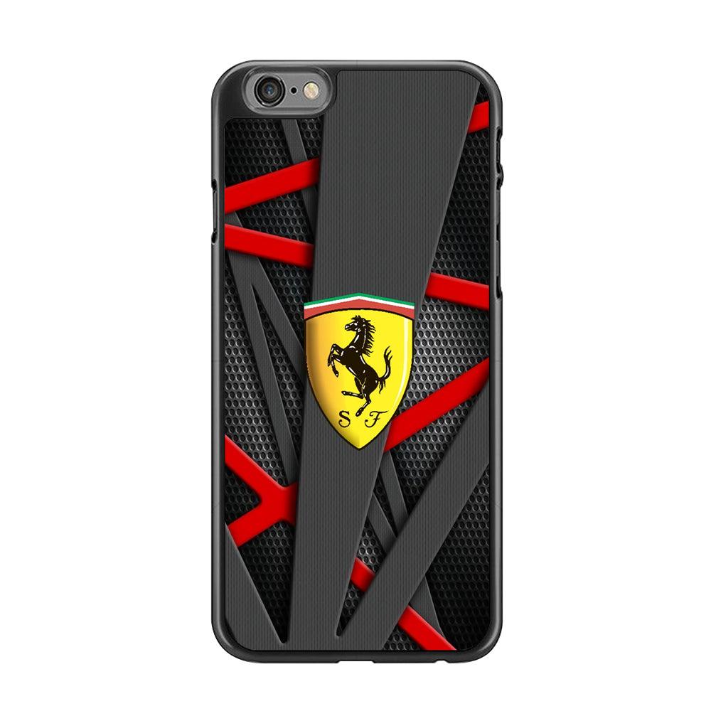 Ferrari Bold Red and Black iPhone 6 | 6s Case-Rubber Black (2D Case)-Oxvistore