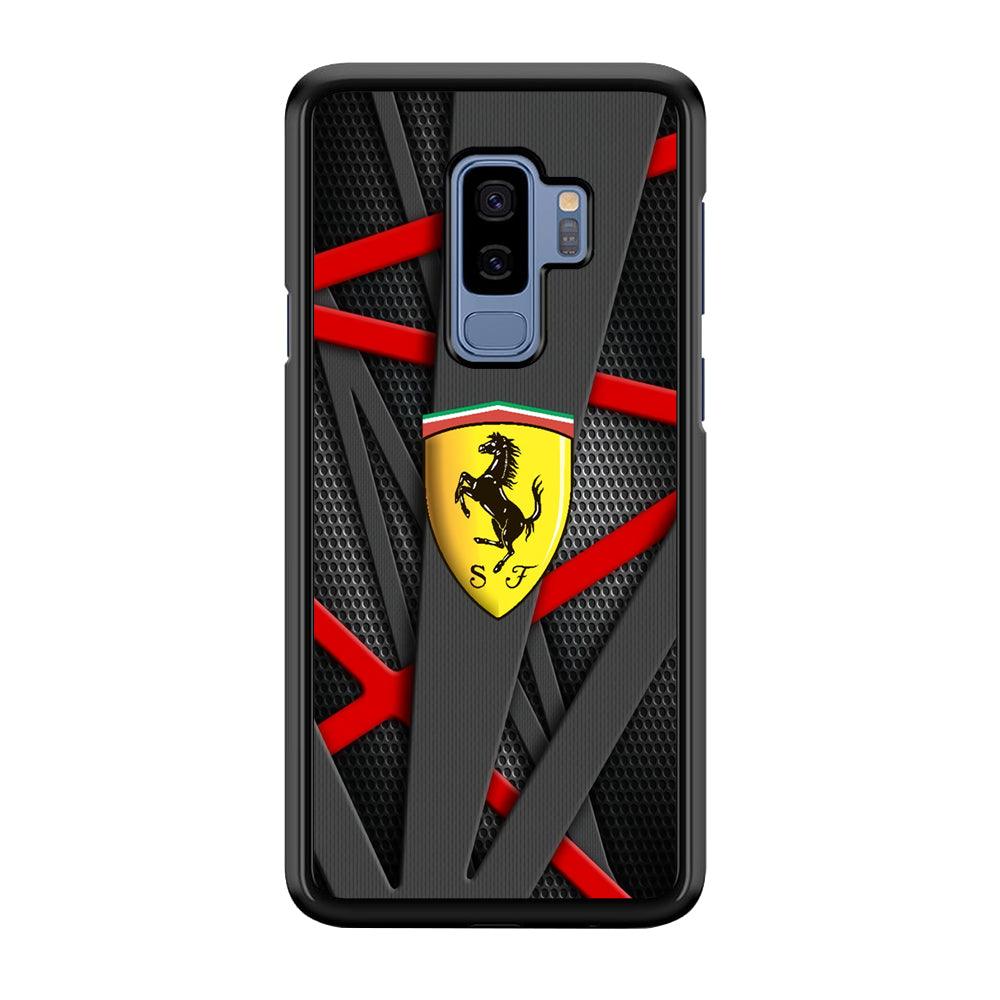 Ferrari Bold Red and Black Samsung Galaxy S9 Plus Case-Rubber Black (2D Case)-Oxvistore