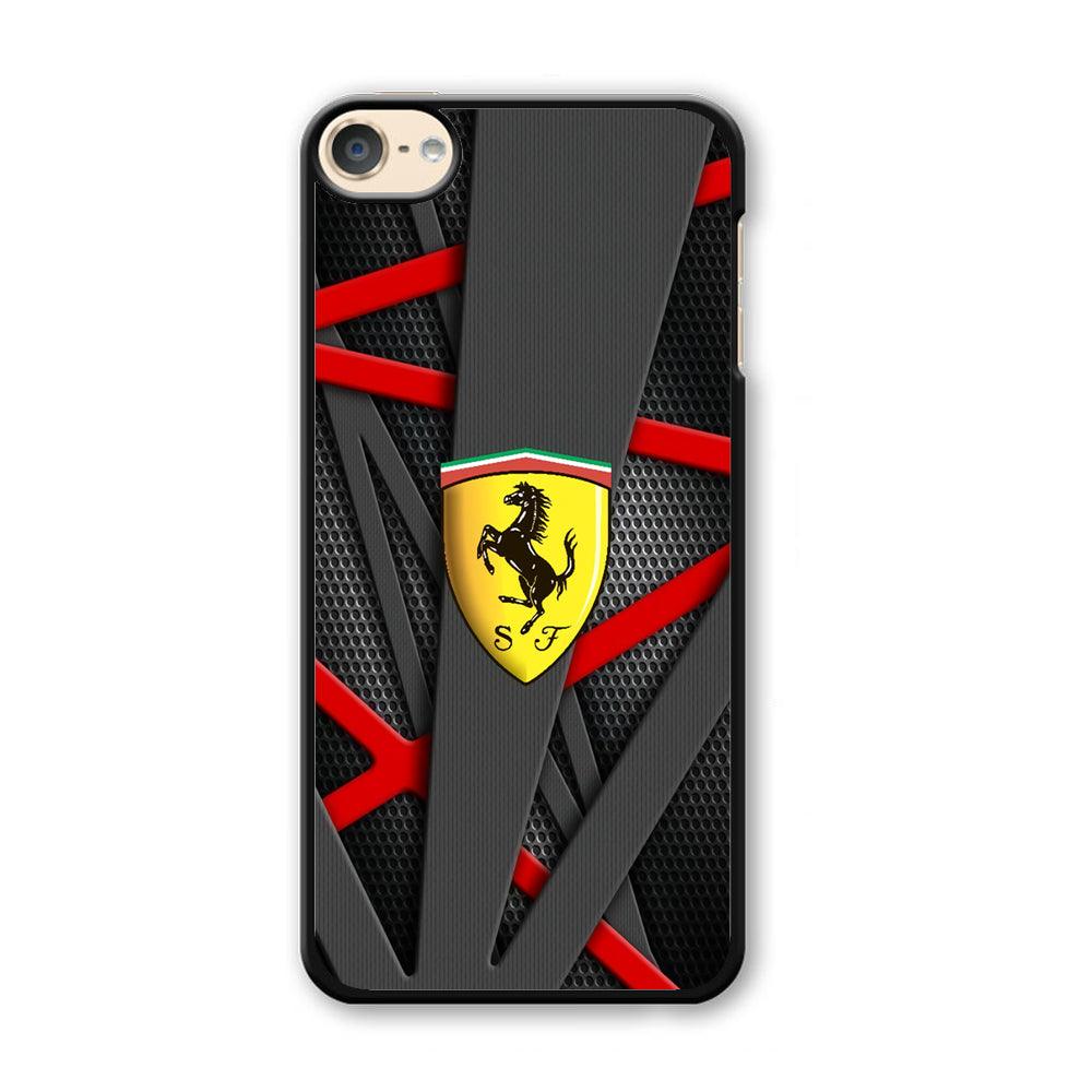 Ferrari Bold Red and Black iPod Touch 6 Case-Plastic Black (2D Case)-Oxvistore