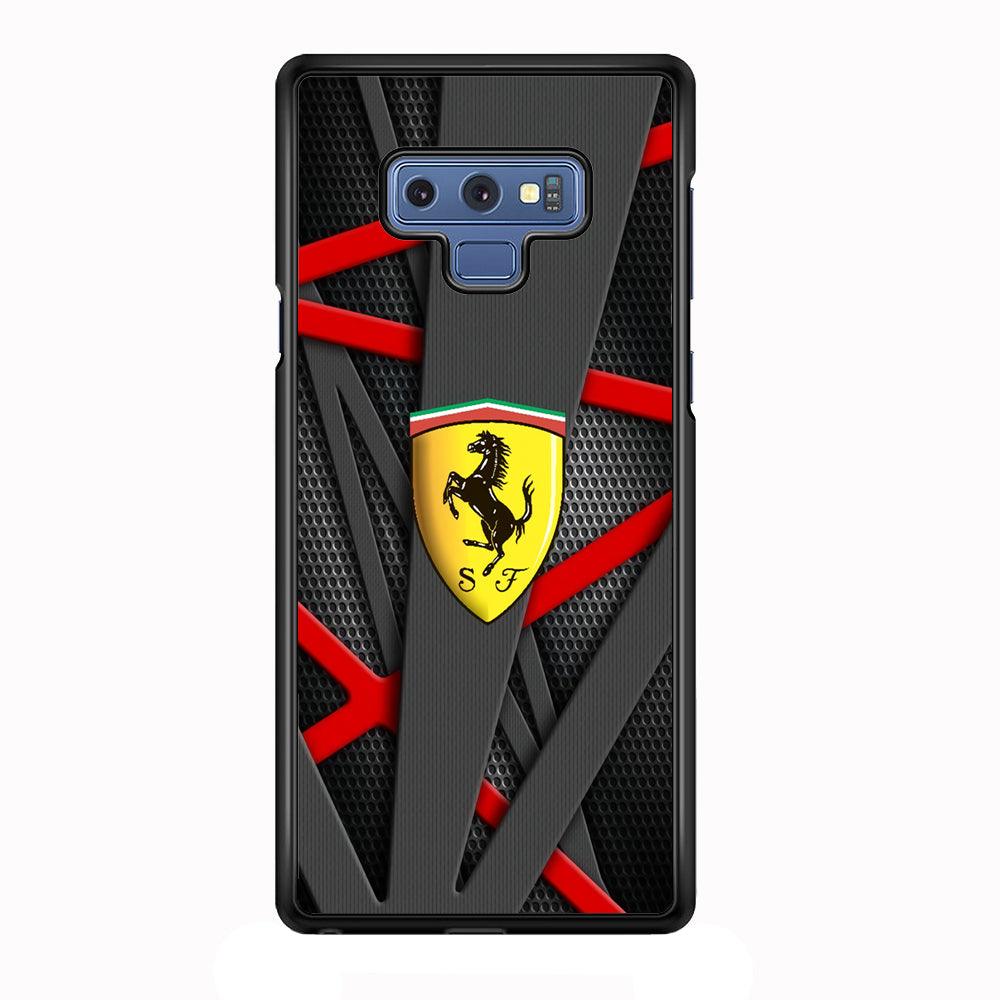 Ferrari Bold Red and Black Samsung Galaxy Note 9 Case-Rubber Black (2D Case)-Oxvistore