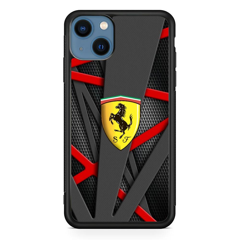 Ferrari Bold Red and Black iPhone 15 Case-Rubber Black (2D Case)-Oxvistore