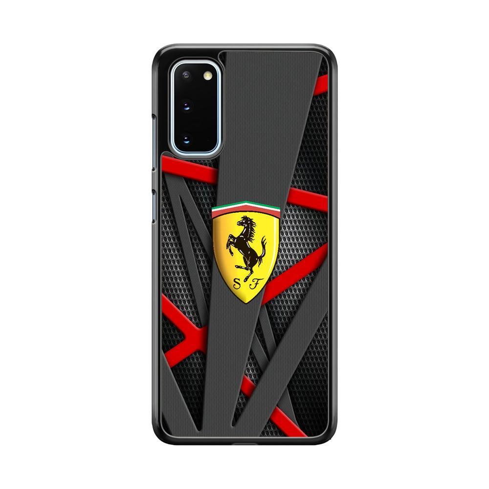 Ferrari Bold Red and Black Samsung Galaxy S20 Case-Rubber Black (2D Case)-Oxvistore