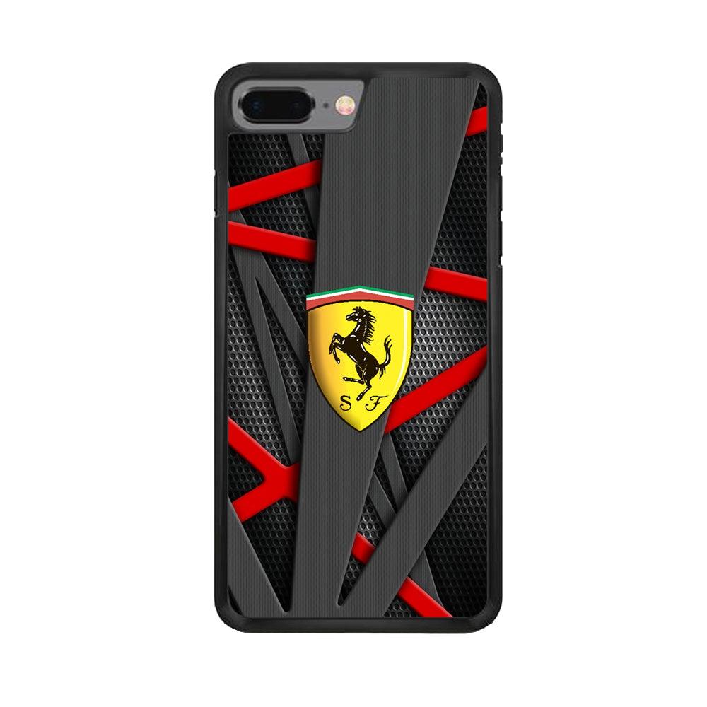 Ferrari Bold Red and Black iPhone 7 Plus Case-Rubber Black (2D Case)-Oxvistore