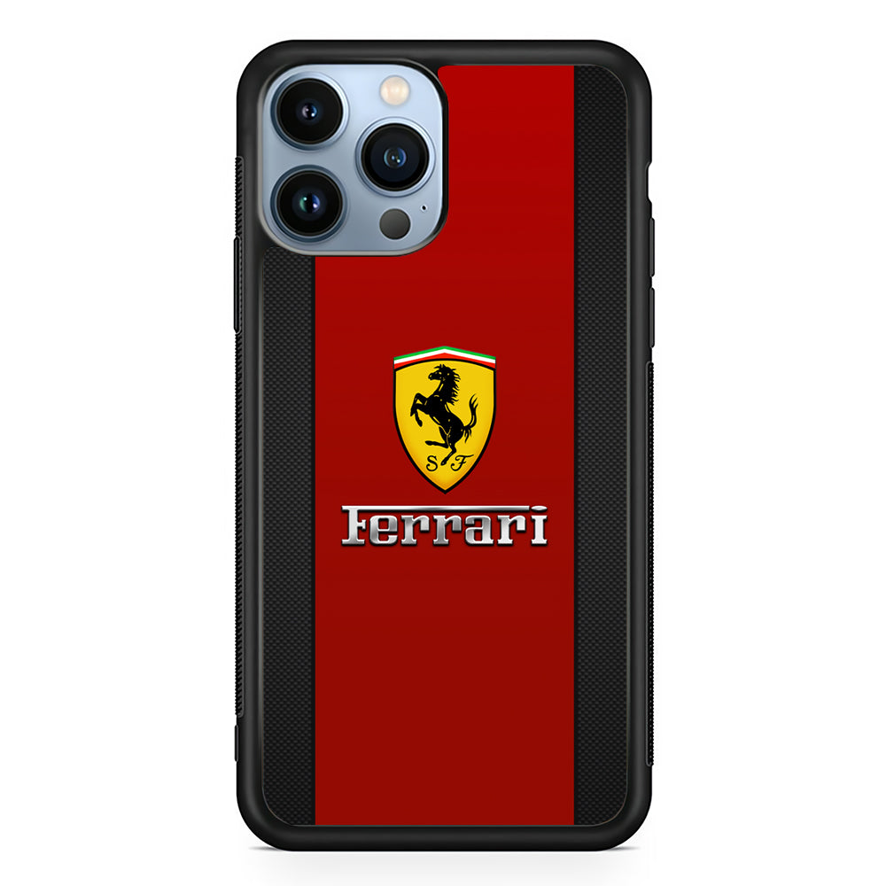 Ferrari Luxury Car Stripe Logo 2D Rubber Phone Case-Black-Oxvistore