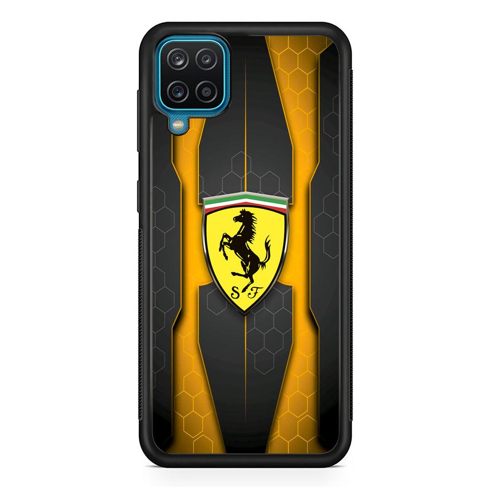 Ferrari Sweet Futuristic Shapes Samsung Galaxy A12 Case-Rubber Black (2D Case)-Oxvistore