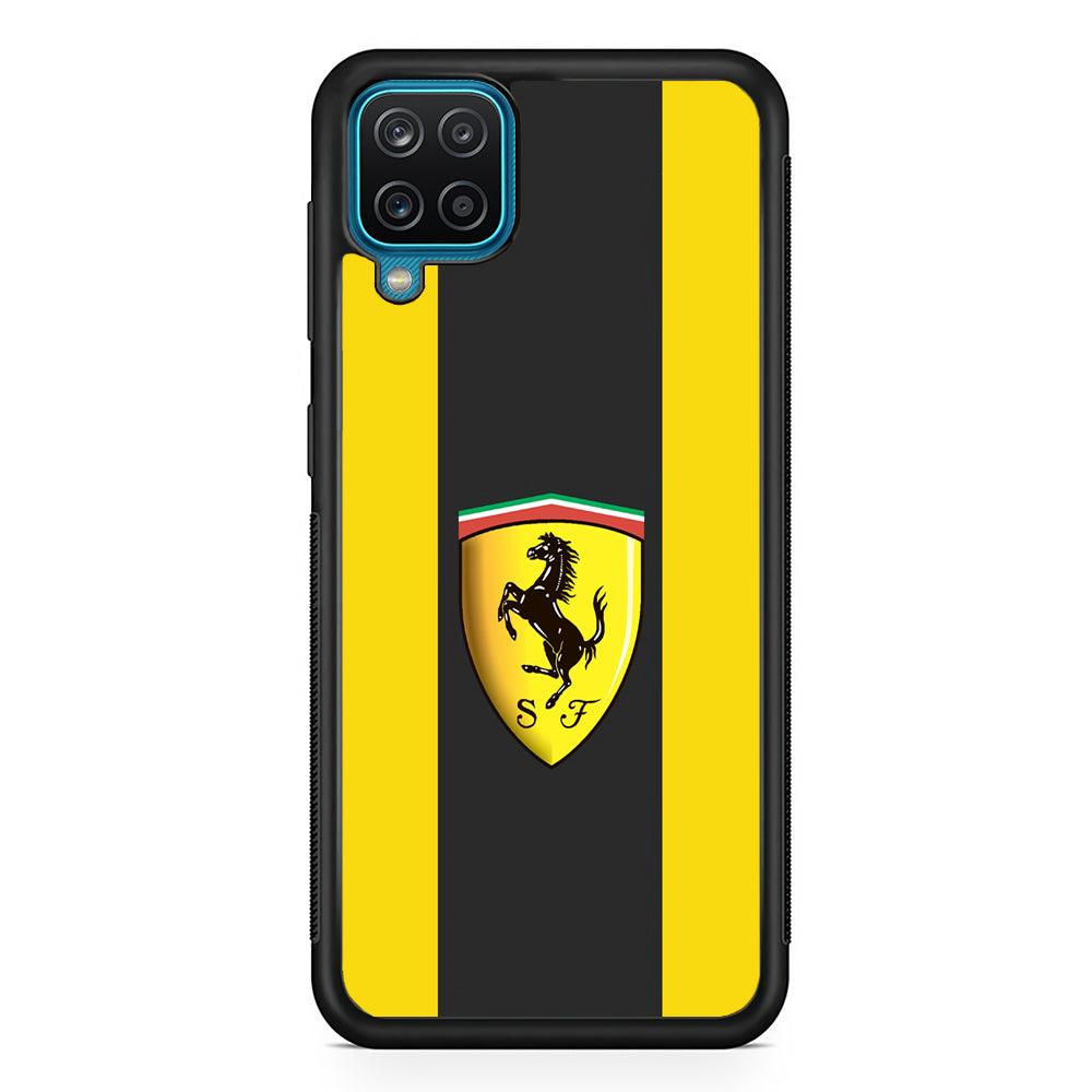 Ferrari Yellow Flow Samsung Galaxy A12 Case-Rubber Black (2D Case)-Oxvistore