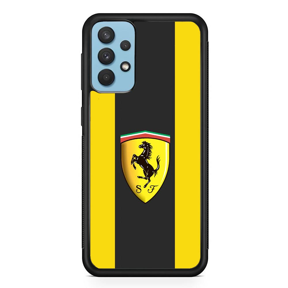 Ferrari Yellow Flow Samsung Galaxy A32 Case-Rubber Black (2D Case)-Oxvistore