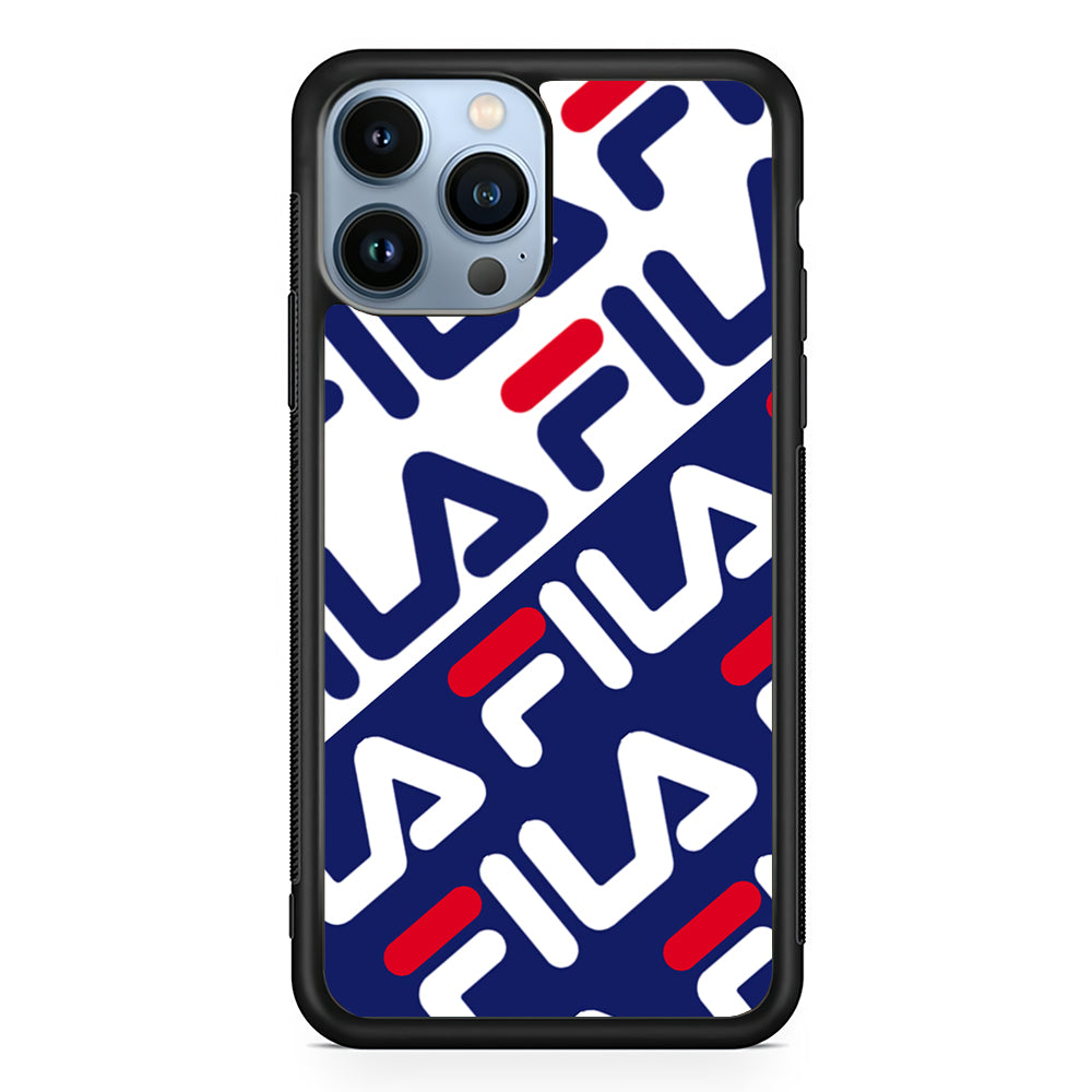 Fila Patern in Slope 2D Rubber Phone Case-Black-Oxvistore