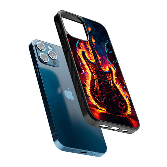 Flaming Guitar Art 2D Rubber Phone Case-Oxvistore