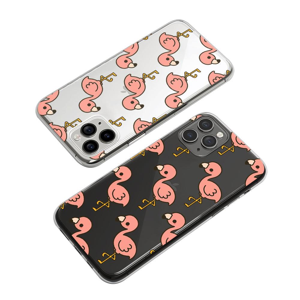Flamingo Bird Tiny Pink Patern Series Clear Soft Case-Oxvistore