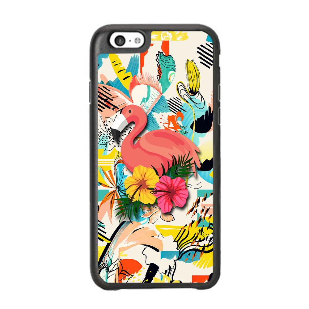 Flamingo Perch on Flower iPhone 6 Plus | 6s Plus Case-Rubber Black (2D Case)-Oxvistore