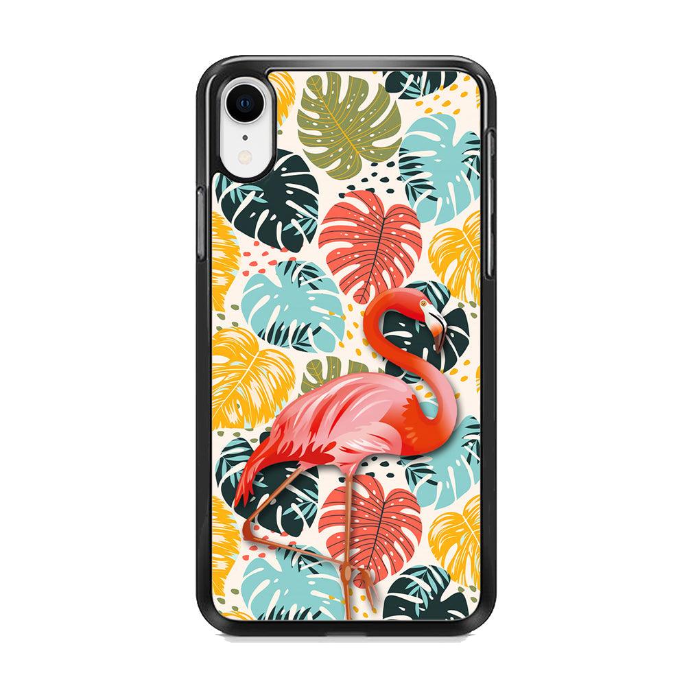 Flamingo Stand in Beauty iPhone XR Case-Rubber White (2D Case)-Oxvistore