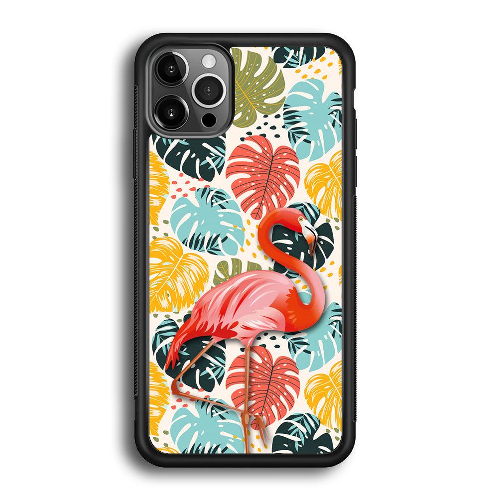Flamingo Stand in Beauty iPhone 12 Pro Case-Rubber Black (2D Case)-Oxvistore