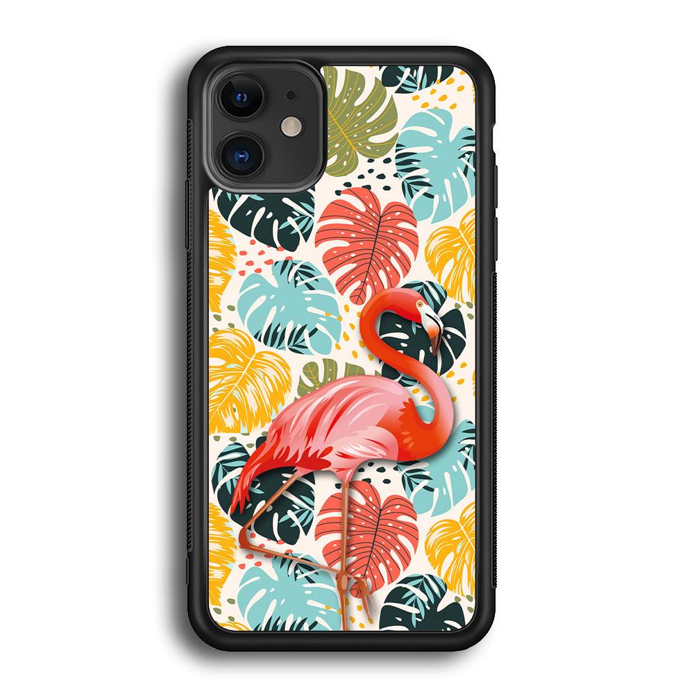 Flamingo Stand in Beauty iPhone 12 Case-Rubber Black (2D Case)-Oxvistore