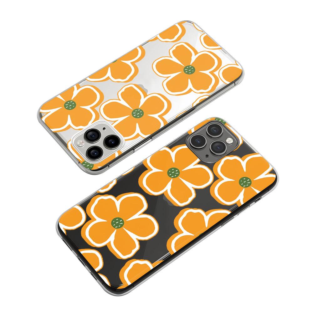 Flower Orange Theme Clear Soft Case-Oxvistore