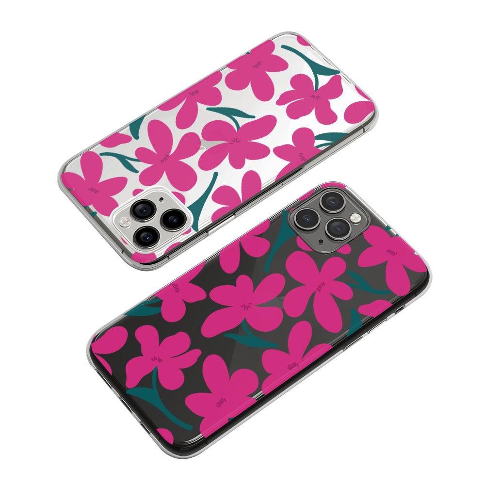 Flowers Deep Pink Drop Clear Soft Case-Oxvistore