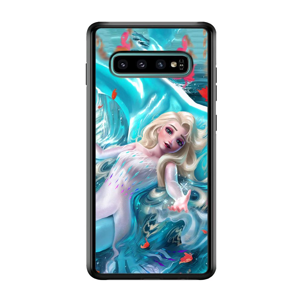Frozen Elsa in Melting Snow Samsung Galaxy S10 Case-Rubber Black (2D Case)-Oxvistore