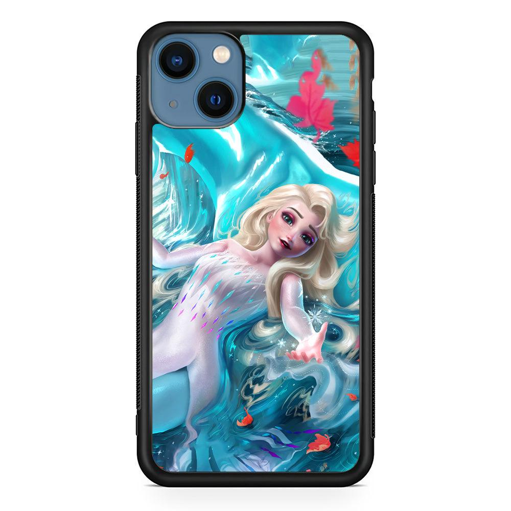 Frozen Elsa in Melting Snow iPhone 14 Case-Rubber Black (2D Case)-Oxvistore