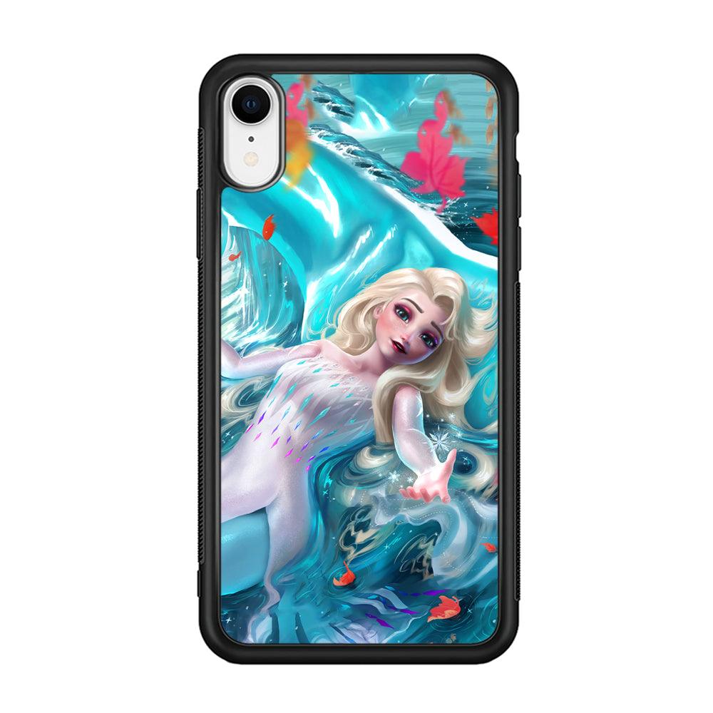 Frozen Elsa in Melting Snow iPhone XR Case-Rubber Black (2D Case)-Oxvistore