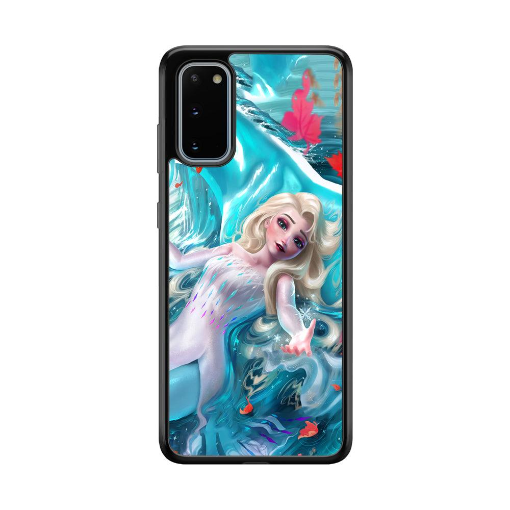 Frozen Elsa in Melting Snow Samsung Galaxy S20 Case-Rubber Black (2D Case)-Oxvistore