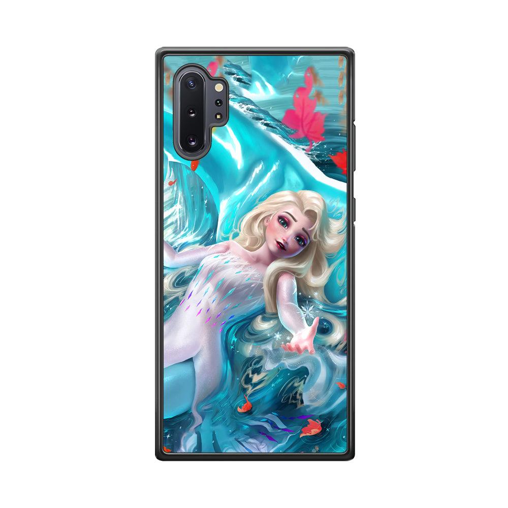 Frozen Elsa in Melting Snow Samsung Galaxy Note 10 Plus Case-Rubber Black (2D Case)-Oxvistore